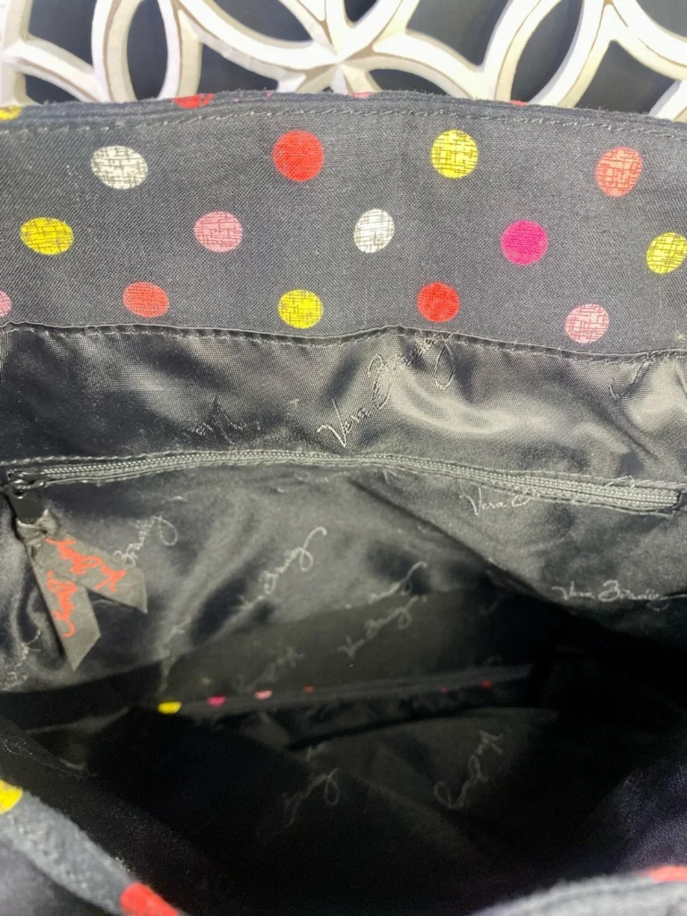 NWOT Vera Bradley Havana Dot Black Quilted Backpack‎ with Multicolor Dots